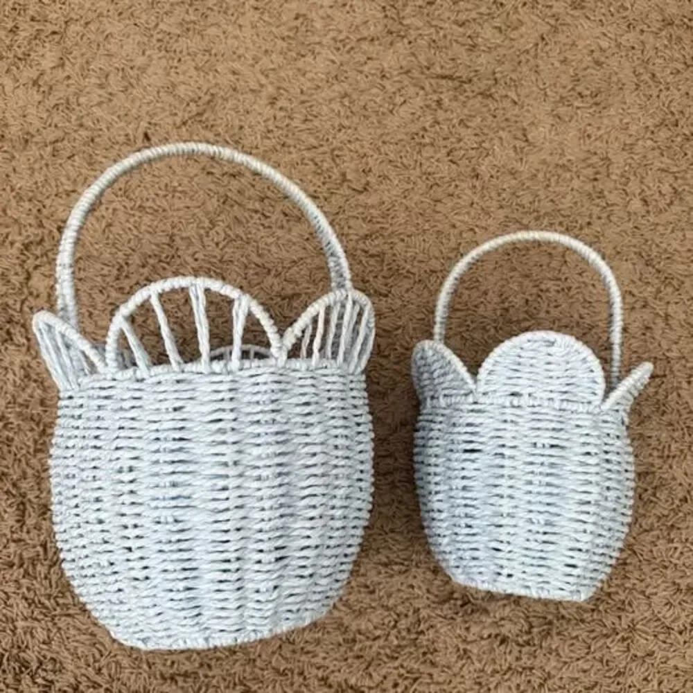 Set of 2 Light Blue Flower Girl / Easter Baskets